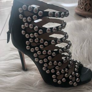 Zara Basic real leather studs sandals black/silver